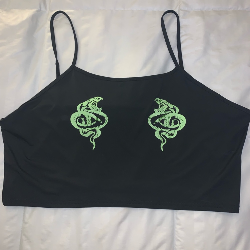Black and green crop top